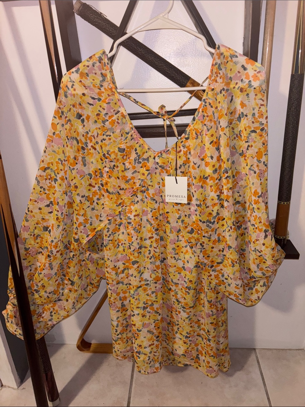 Anthropologie Yellow Floral Peasant Tunic Baby doll dress